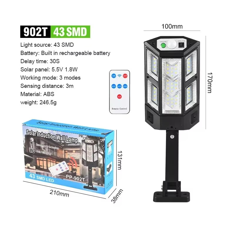 Newest Powerful Solar Lights Outdoor Solar Lamp of Motion Sensor 4 Mode Waterproof IP65 Solar Garden Light Street Yard Lantern