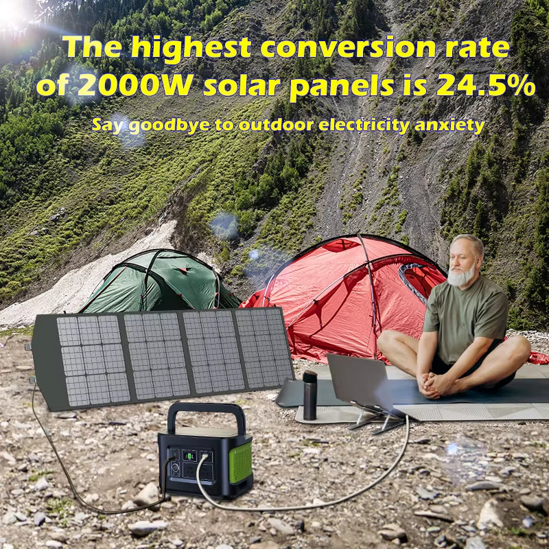Flexible Foldable Solar Panel High Efficience Travel & Phone & Boat Portable 12V 2000W 1500W 1000W 500W Solar Panel Kit