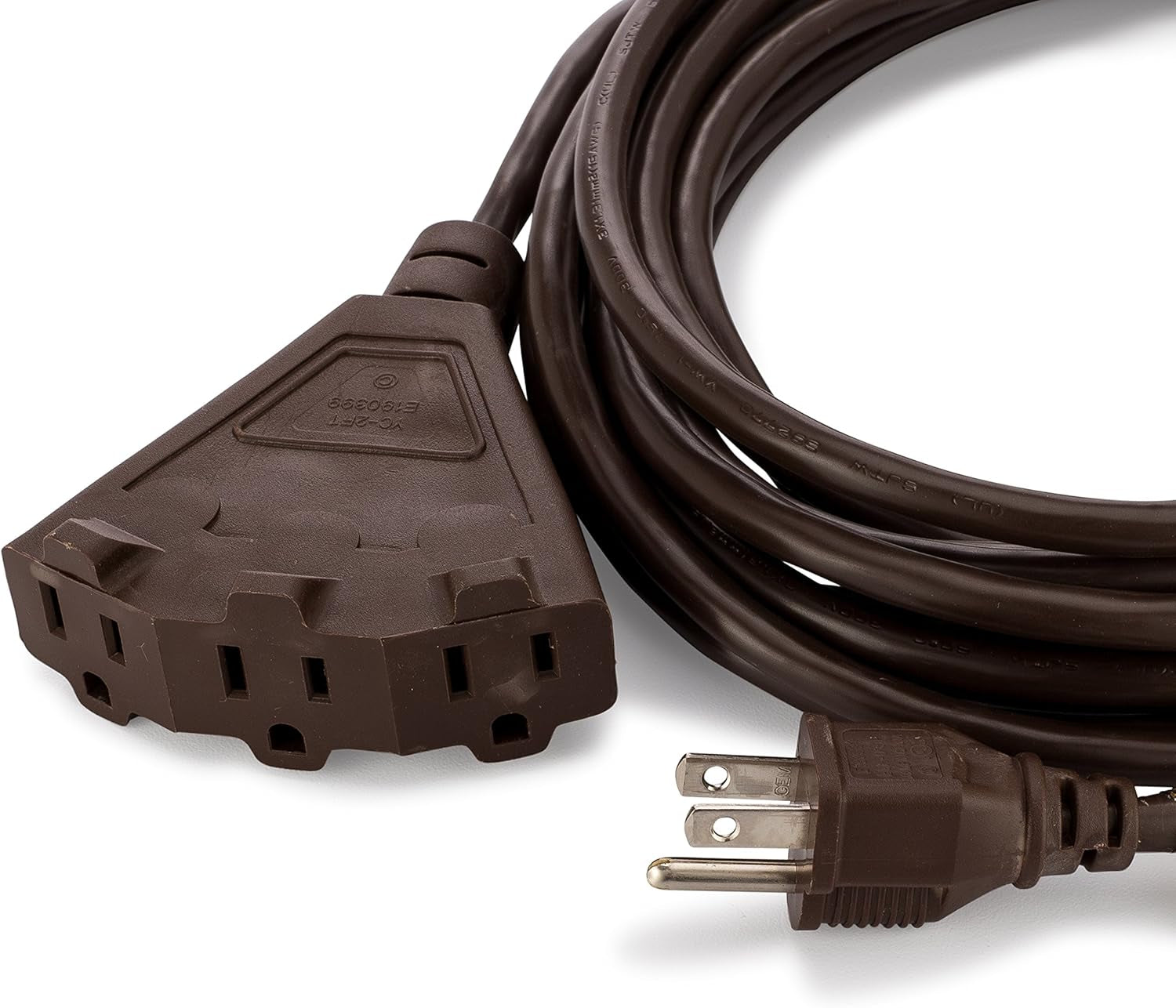 25-Foot Brown Extension Cord, 3-Prong Indoor & Outdoor Splitter, Perfect for Landscape Lighting