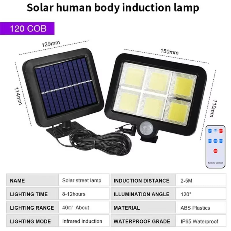 100/120/160COB Solar Split Wall Lamp 3 Mode Waterproof Motion Sensor Garden Street Lights Solar Lamp Garden Security Wall Light