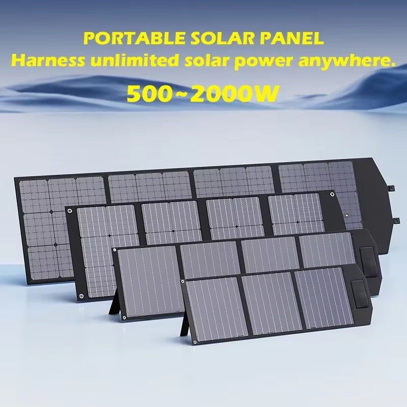Flexible Foldable Solar Panel High Efficience Travel & Phone & Boat Portable 12V 2000W 1500W 1000W 500W Solar Panel Kit