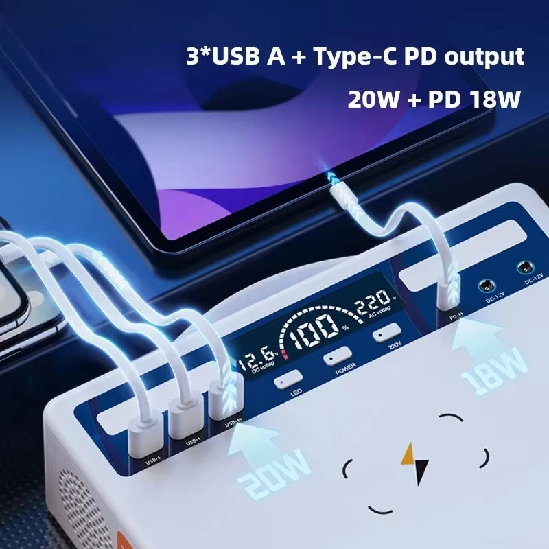 300W 81000Mah Portable Power Station220V Solar Generator USB DC Wireless Mobile External Spare Battery for Outdoor Camping RV
