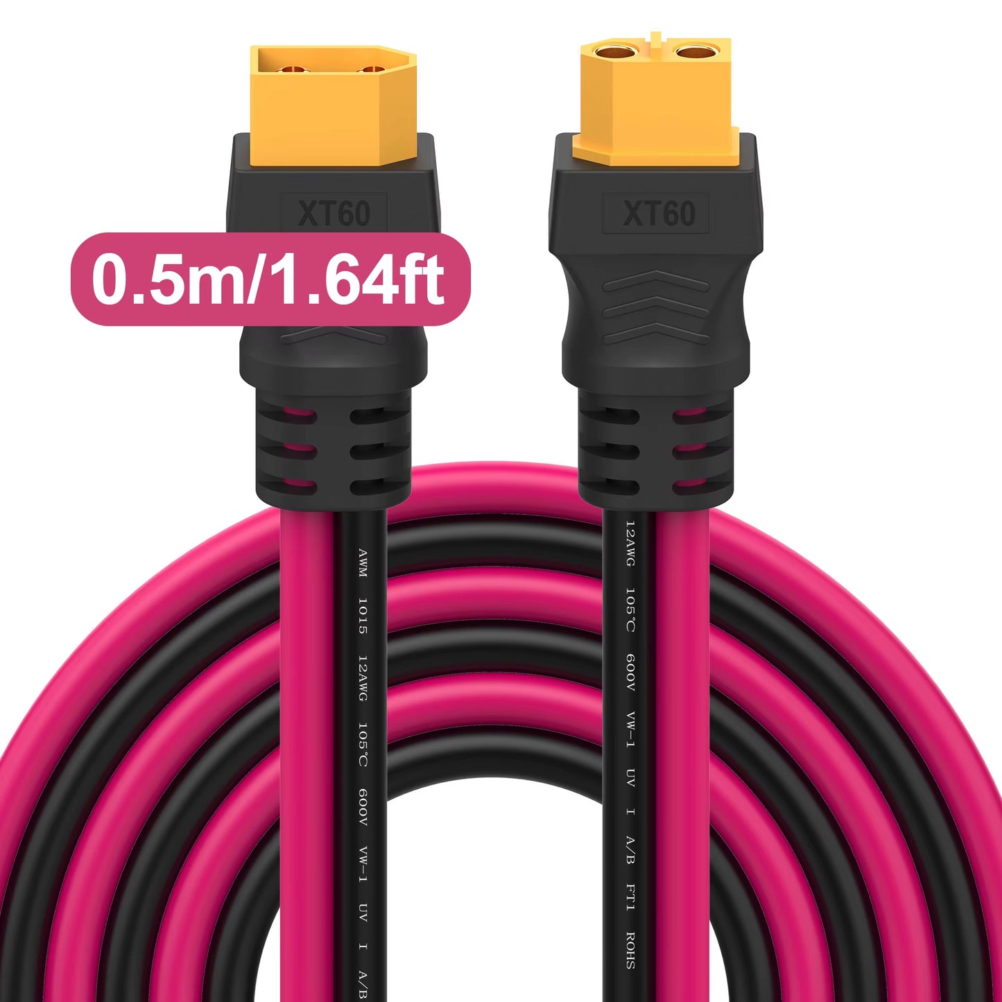 XT60 Extension Cable 12AWG XT60 to XT60 Cable, with Male to Female Connectors, Suitable for Solar Panel Remote Control Battery
