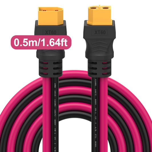 XT60 Extension Cable 12AWG XT60 to XT60 Cable, with Male to Female Connectors, Suitable for Solar Panel Remote Control Battery