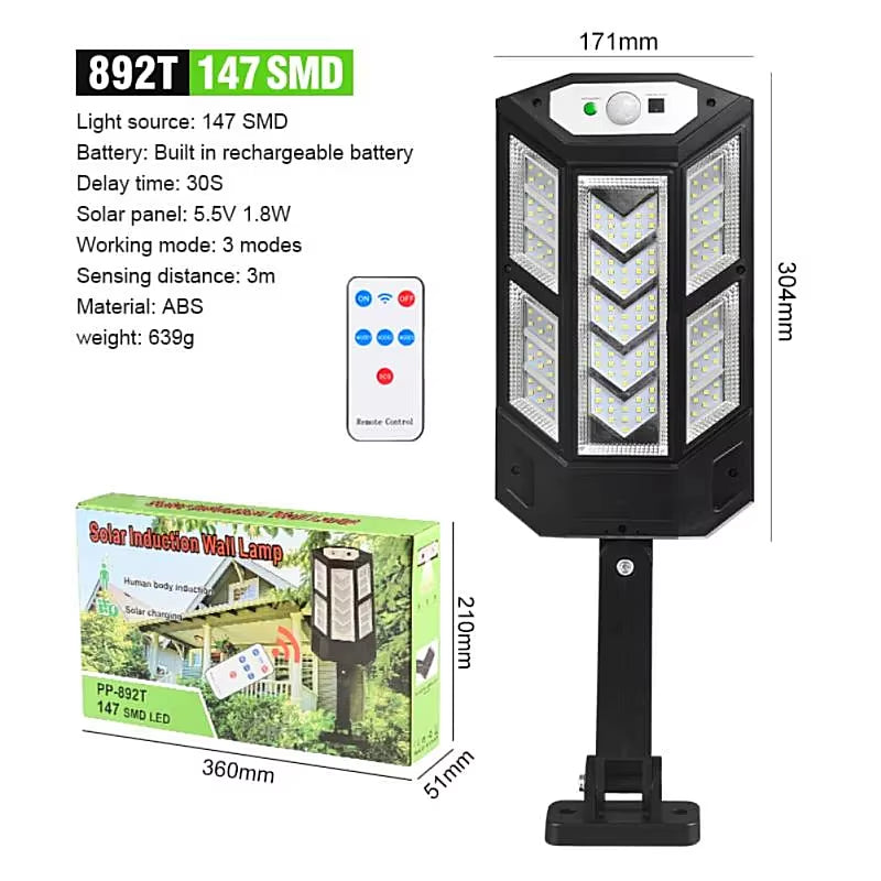 10000W Outdoor Solar Lamp Ultra Powerful Solar Outdoor Lights 320° Wide Range Lighting Brightness Adjustable Street Spotlights