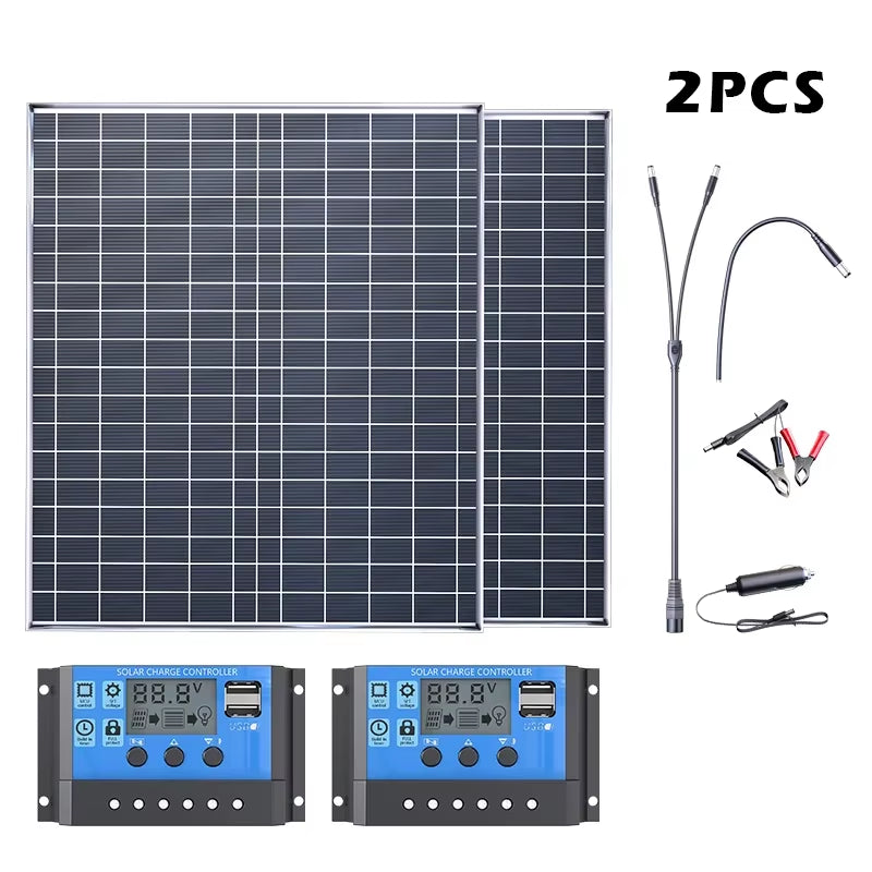 Solar Panel Kit Complete 12V Polycrystalline Power Portable Outdoor Rechargeable Sola 500W 1000W Cell Solar Generator for Home