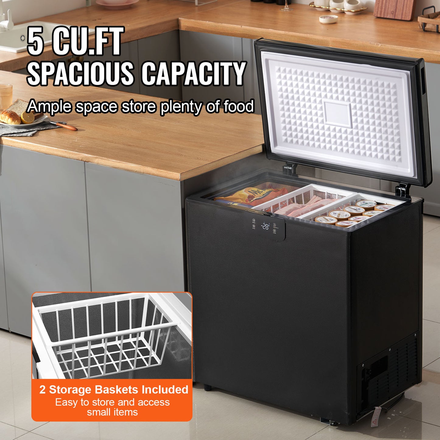 2.22-19.8 Cu.Ft Chest Freezer Deep Freezer Chest Fridge Digital Display W/Basket