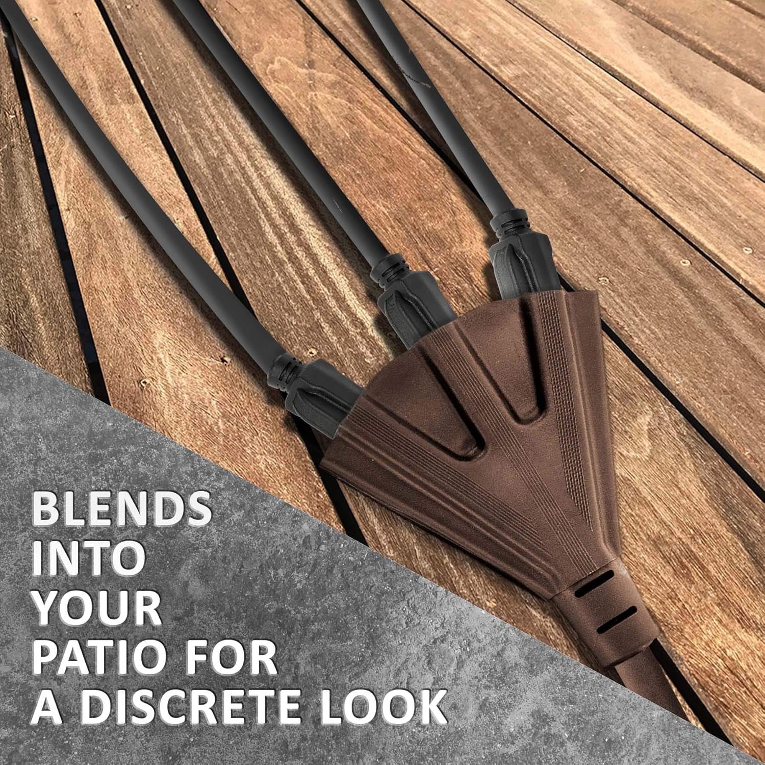 25-Foot Brown Extension Cord, 3-Prong Indoor & Outdoor Splitter, Perfect for Landscape Lighting