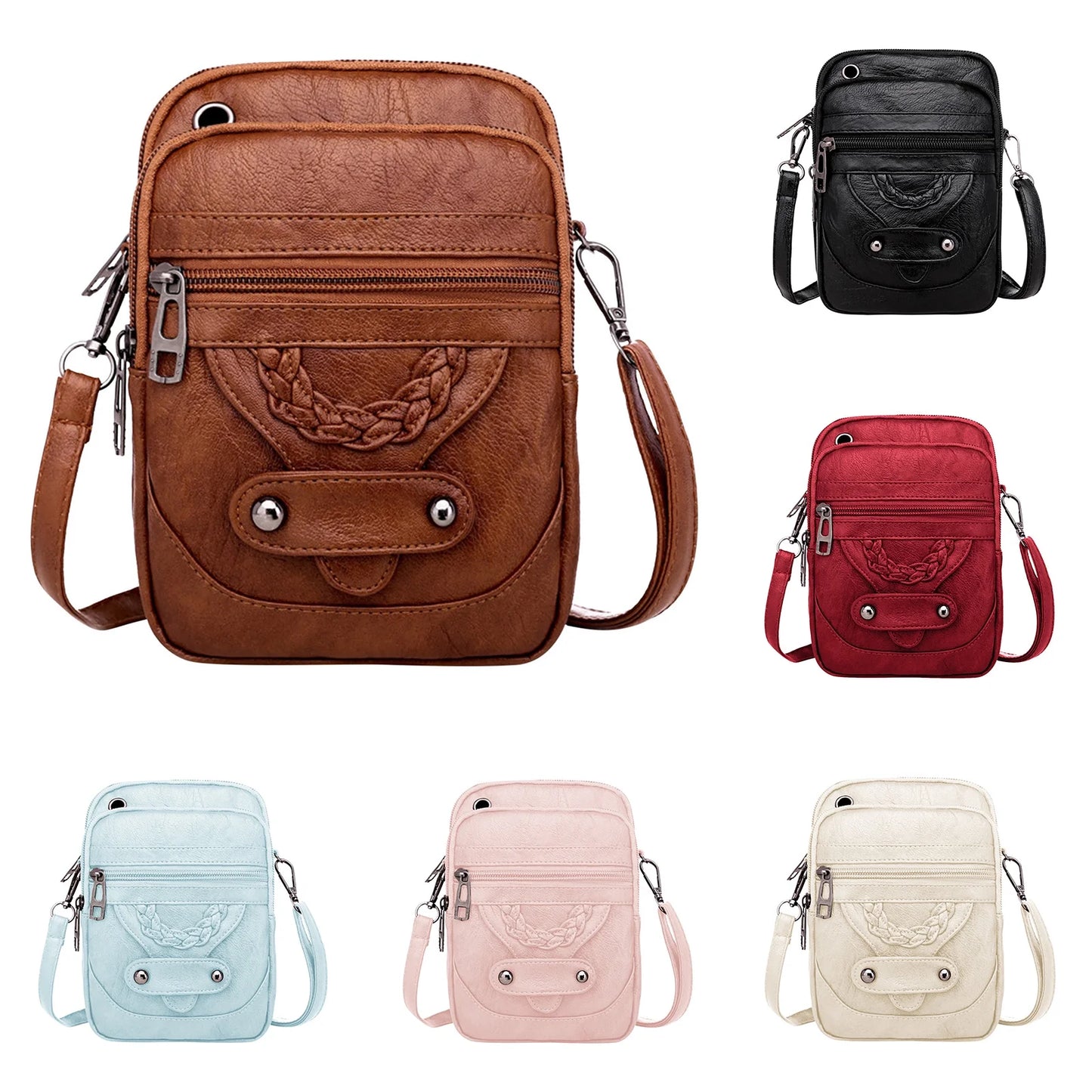 Crossbody Bags for Women Trendy Women Soft Leather Shoulder Handbag Multi Pocket Crossbody Bag Ladies Purses Fashion Tote Top Handle Satchel Beach Bag on Clearance