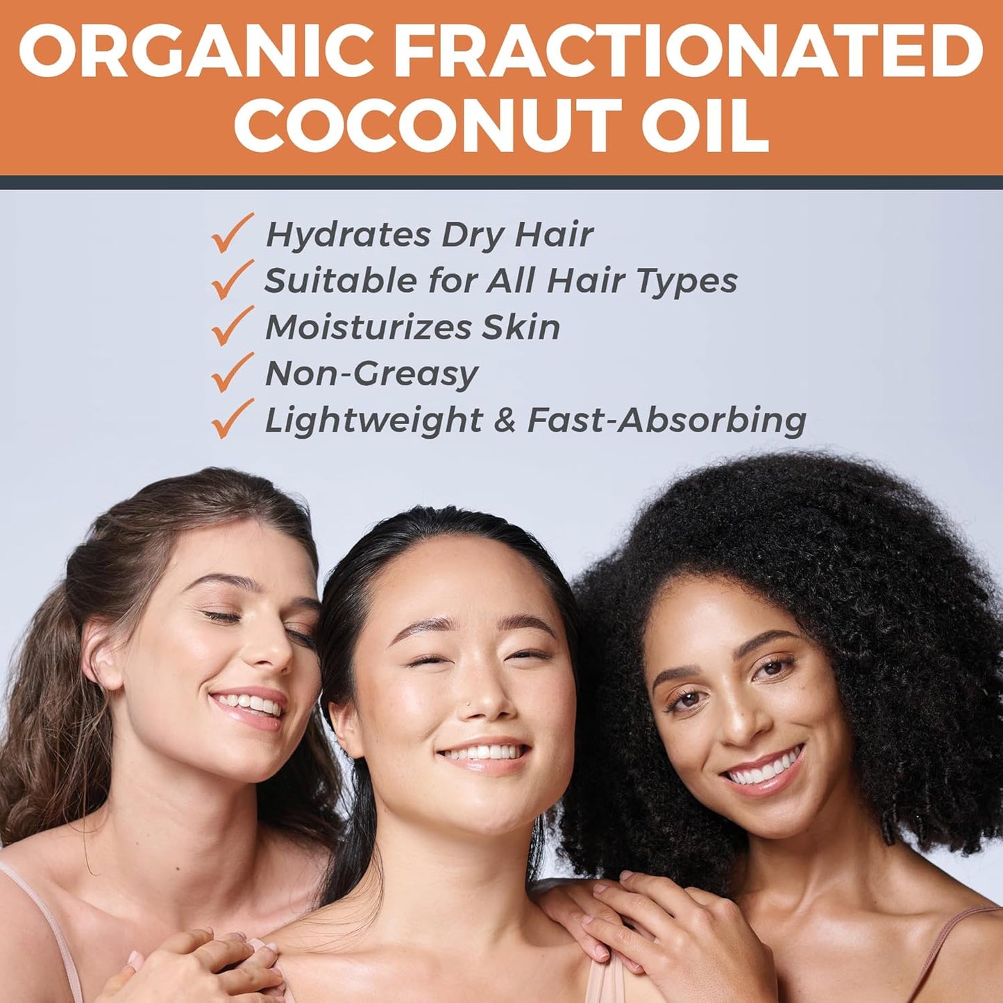 Organic Fractionated Coconut Oil, 16 Fl Oz – Skin & Hair Moisturizer, Massage Oil, Carrier Oil for Essential Oils
