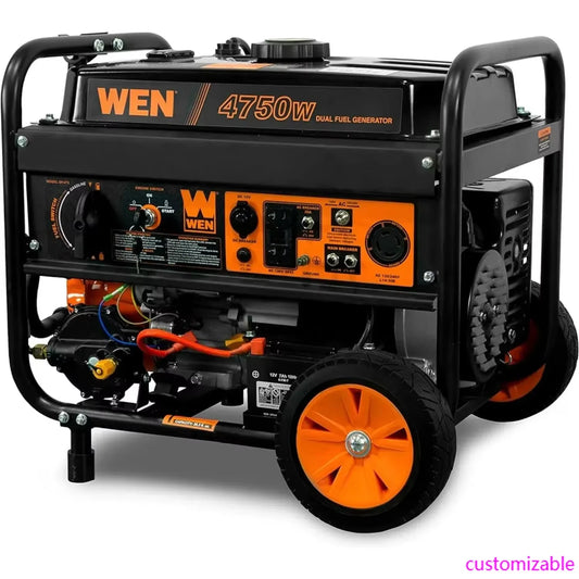 WEN DF475T Dual Fuel 120V/240V Portable Generator W/ Electric Start Transfer Switch Ready, 4750-Watt, CARB Compliant
