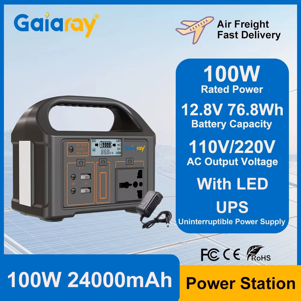 100W Portable Power Station 76.8Wh Lifepo4 Solar Generator 110V 220V Power Station Solar Power Bank for Outdoor Camping