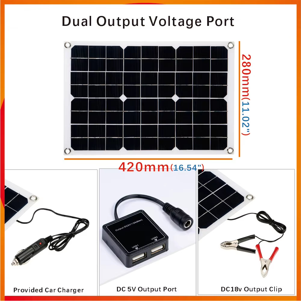 500W Solar Panel Flexible 12V Battery Charger Dual USB with 10-100A Controller Solar Cells Power Bank for Phone Car Yacht RV