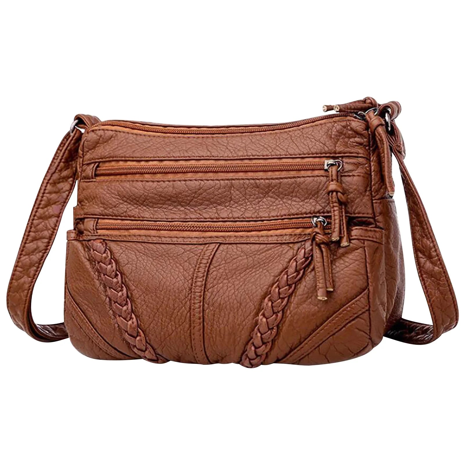 Crossbody Bags for Women Vintage Soft Leather Purses and Handbags Ladies Large Capacity Multi Pocket Shoulder Bag Gifts for Female, Mother (Brown)