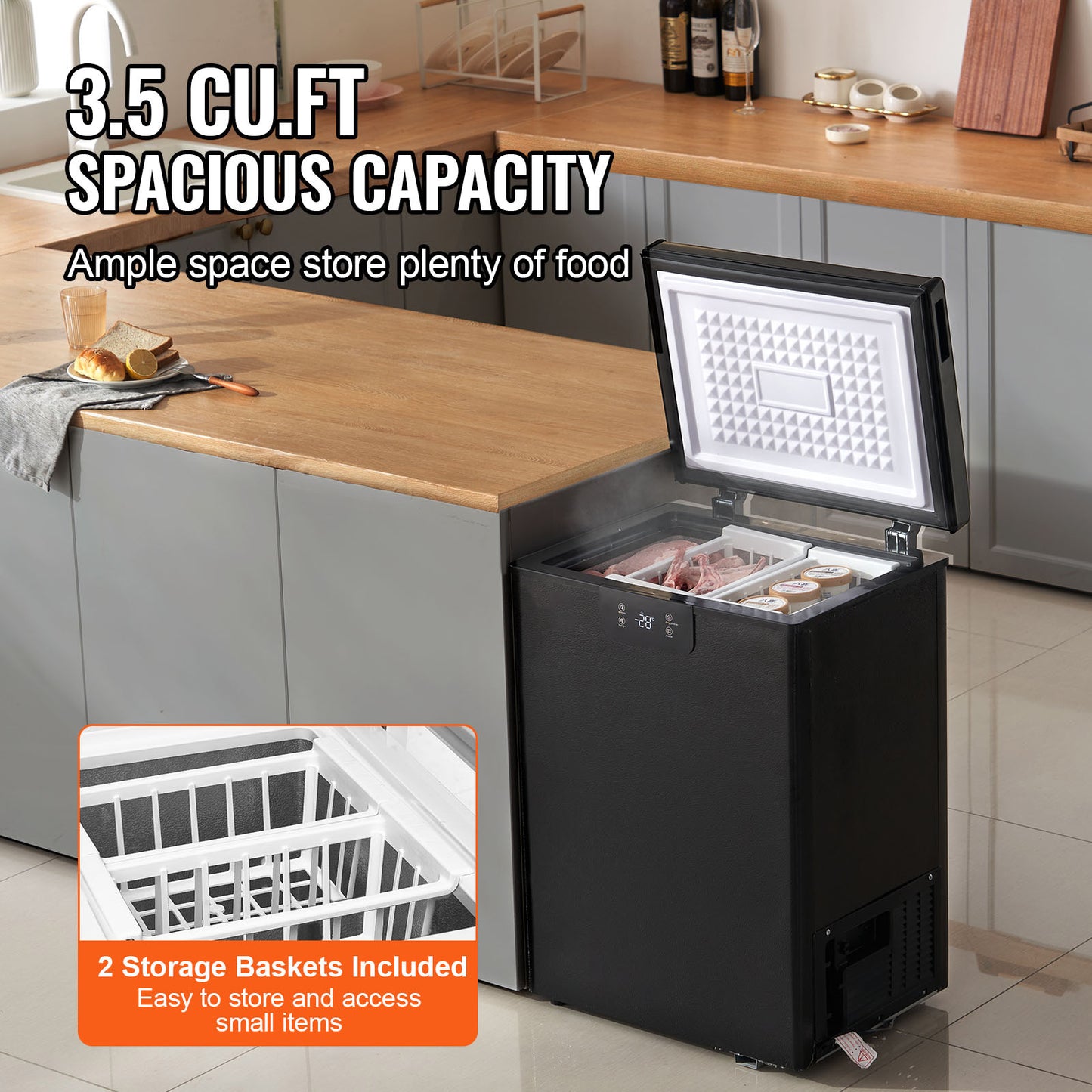 2.22-19.8 Cu.Ft Chest Freezer Deep Freezer Chest Fridge Digital Display W/Basket