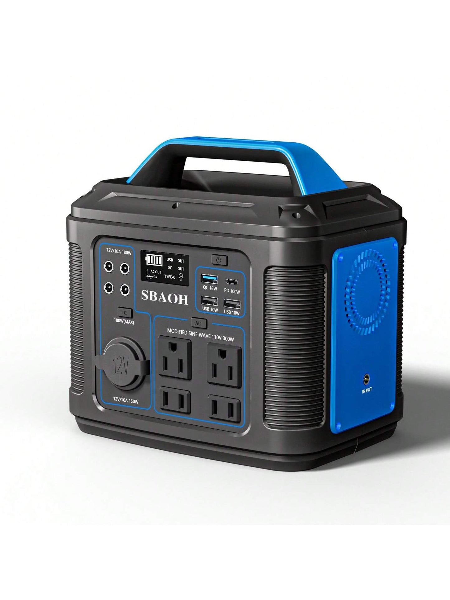 SBAOH 300W Portable Power Station - 296 Wh / 80000 Mah Solar Powered Generator,13 Outputs,Suitable for Home Backup, RV Camping, Emergency Power - Compatible with 60W Solar Panels (No Solar Panels)