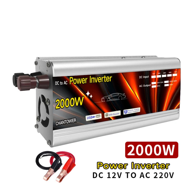 Inverter 12V 220V Solar Inverter 500W 1000W 1500W 2000W Portable Voltage Transformer Auto Charger Converter Car Power Inverter