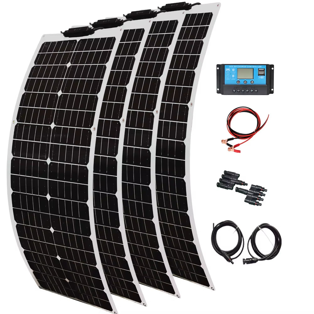 50W 100W 12V Flexible Solar Panel 150W 200W Solar Panel Caravan Van Upgraded 10A /20A Solar Charge Controller for Car RV Marine