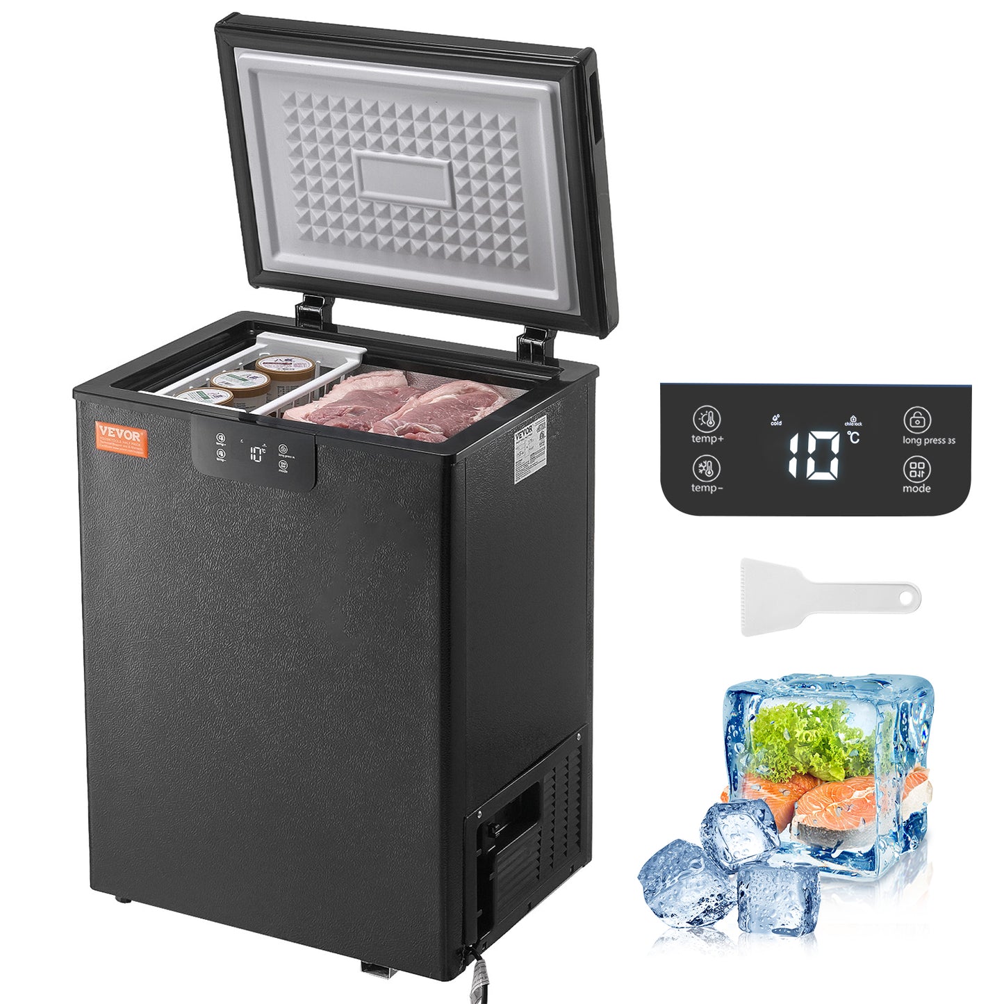 2.22-19.8 Cu.Ft Chest Freezer Deep Freezer Chest Fridge Digital Display W/Basket