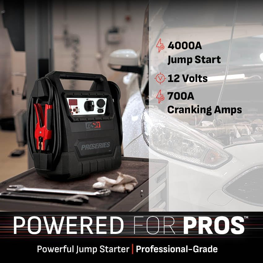 DSR Proseries Car Battery Jump Starter, Maintainer & Portable Power Station - 12V 4000 Peak Amps & 700 Cranking Amps - with DC & USB Charging Ports - DSR159