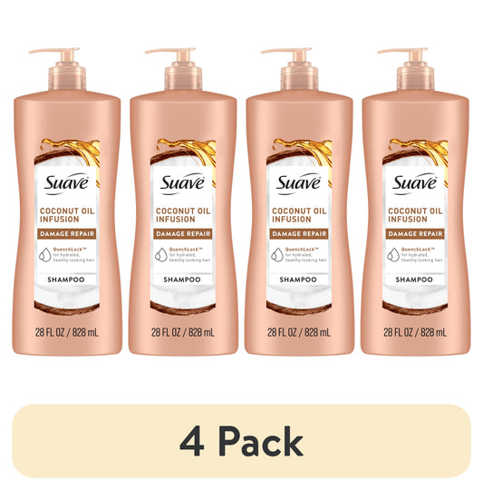 (4 Pack)  Professionals Coconut Oil Infusion Shampoo with Pump, Repairing, All Hair Types, 28 Fl Oz