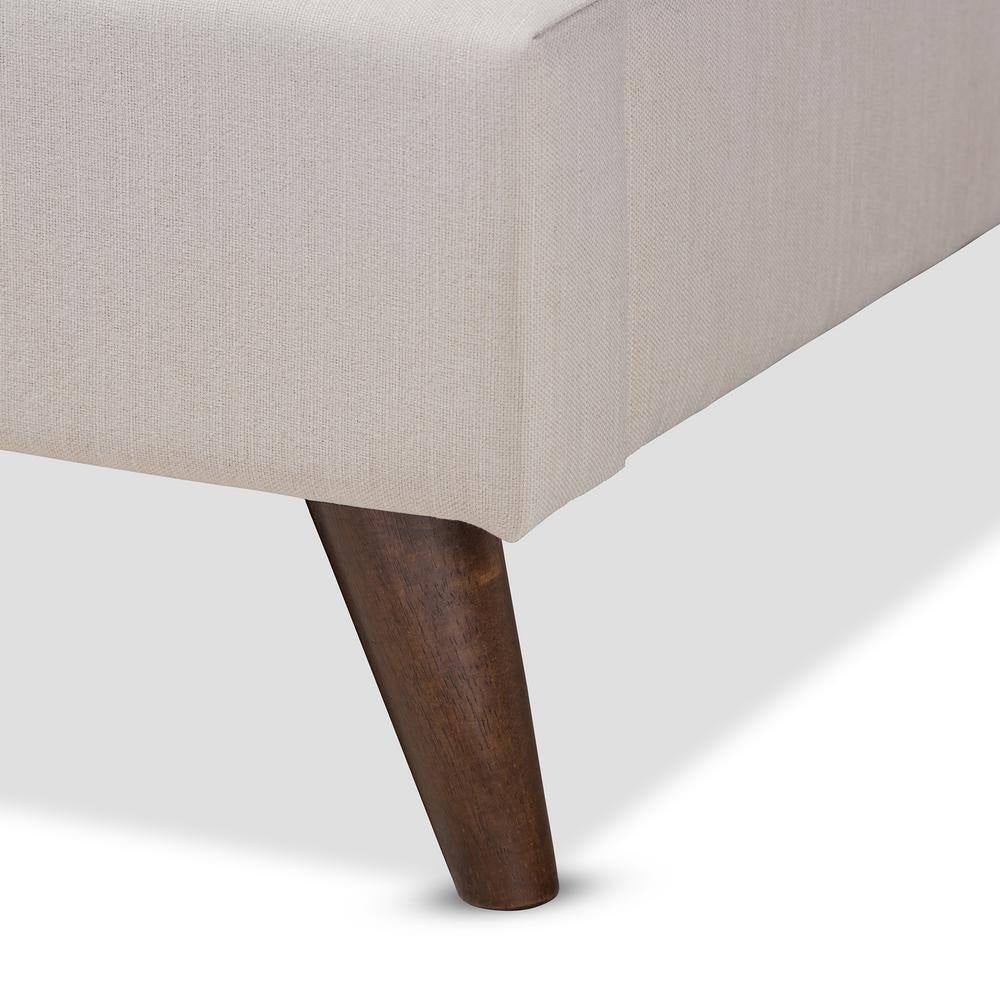 Maren Beige and Walnut Queen Platform Bed with 2-Nightstands