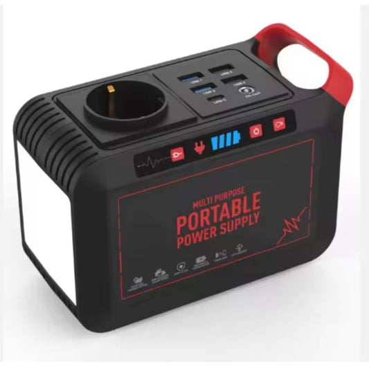 EU US Universal UK Plug Portable Power Station Solar Generator Plastic Travel Hiking Outdoor Indoor Mini 80W 230V 300Wh 4 X USB