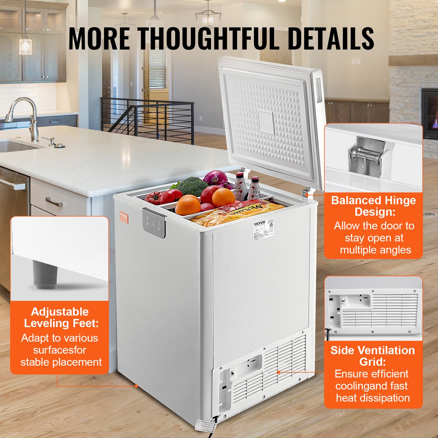 2.22-19.8 Cu.Ft Chest Freezer Deep Freezer Chest Fridge Digital Display W/Basket