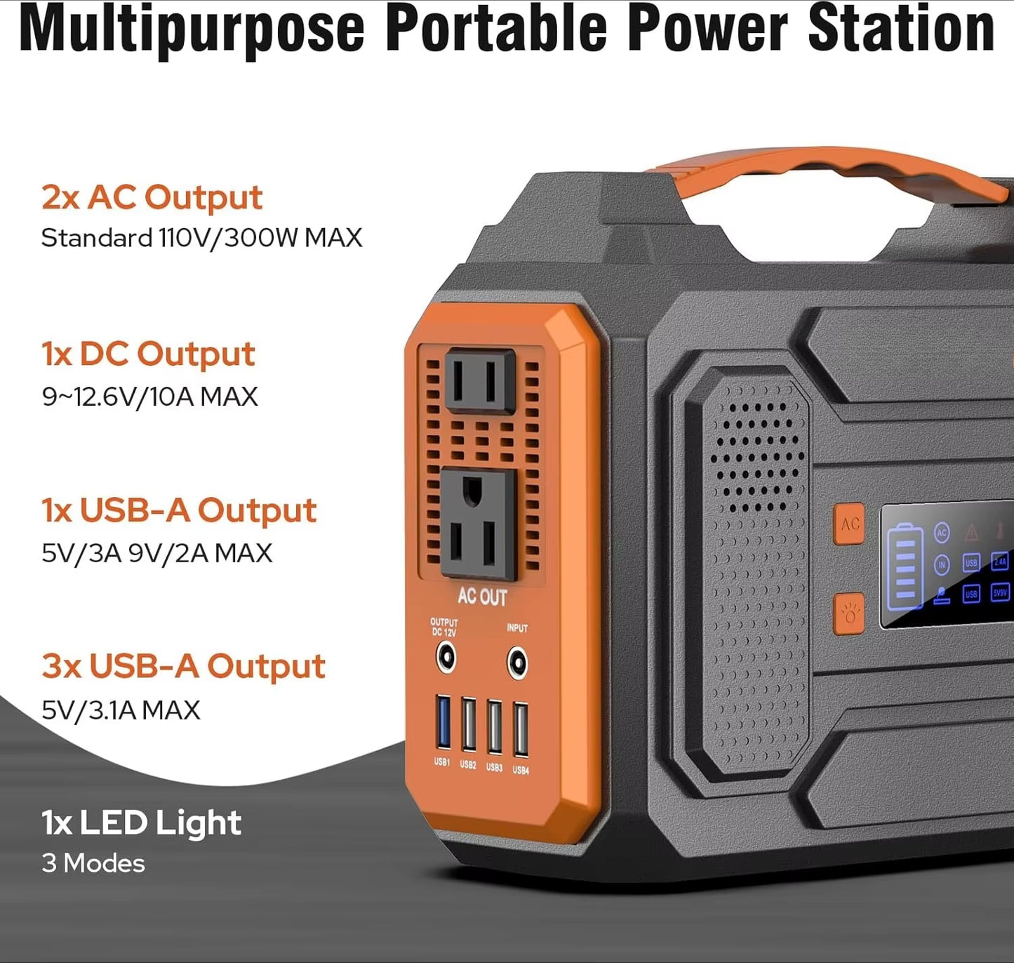 Portable Solar Generator, 300W Portable Power Station with Foldable 60W Solar Panel, 110V Pure Sine Wave 280Wh