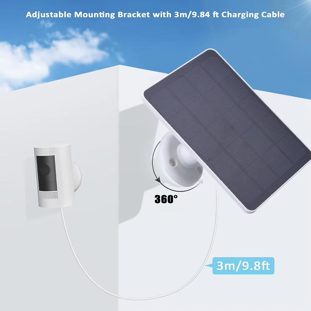 20W Solar Panel for Ring Spotlight Camera/Ring Stick up Camera Dc3.5X1.35-Port 360° Adjustable Wall Mount Solar Panel