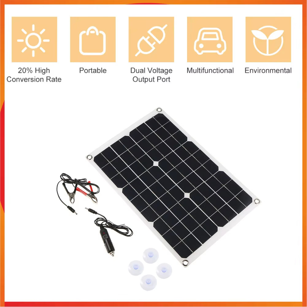 500W Solar Panel Flexible 12V Battery Charger Dual USB with 10-100A Controller Solar Cells Power Bank for Phone Car Yacht RV