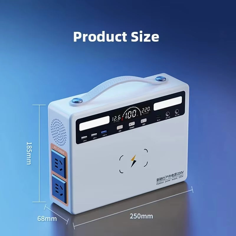 300W 81000Mah Portable Power Station220V Solar Generator USB DC Wireless Mobile External Spare Battery for Outdoor Camping RV