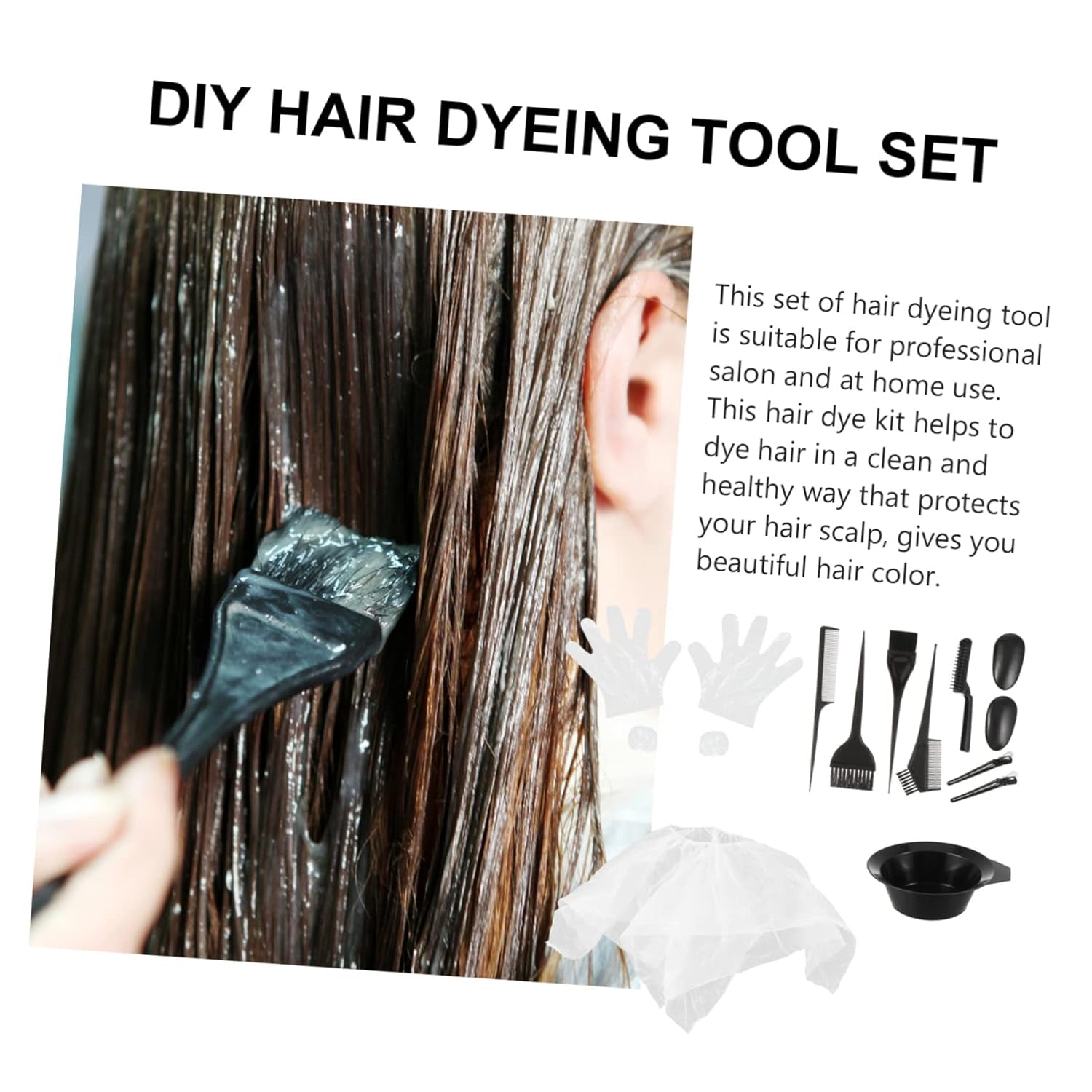 11Pcs Hair Dye Tool Set Reusable Hair Dye Bowl Brush and Gloves at Home Protects Scalp