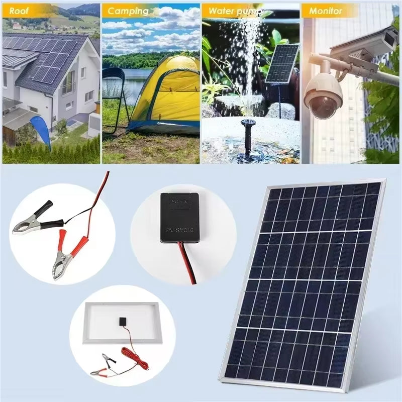 300W 12V Solar Panel Kit Complete Polycrystalline USB Power Portable Outdoor Rechargeable Solar Cell Solar Generator for Home
