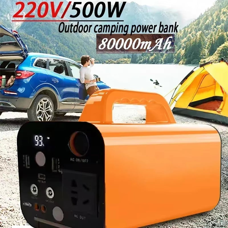 500W 80000Mah Portable Power Station 220V Generator Lifepo4 Battery Outdoor Camping Charger Emergency Power Bank AC DC Output