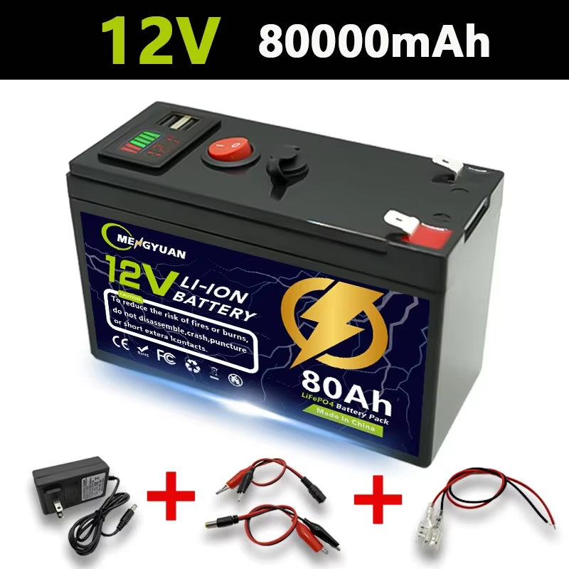 Lifepo4 12V 150Ah Rechargeable Lithium Battery,Built-In Bms,Perfect for Ride on Toys,Solar Panels,Fish Finders,Power Wheels