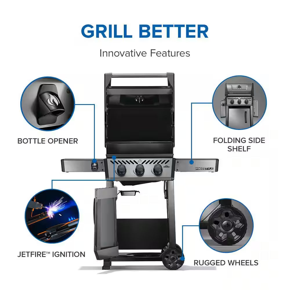 Freestyle 365 3-Burner Propane Gas Grill in Graphite Grey