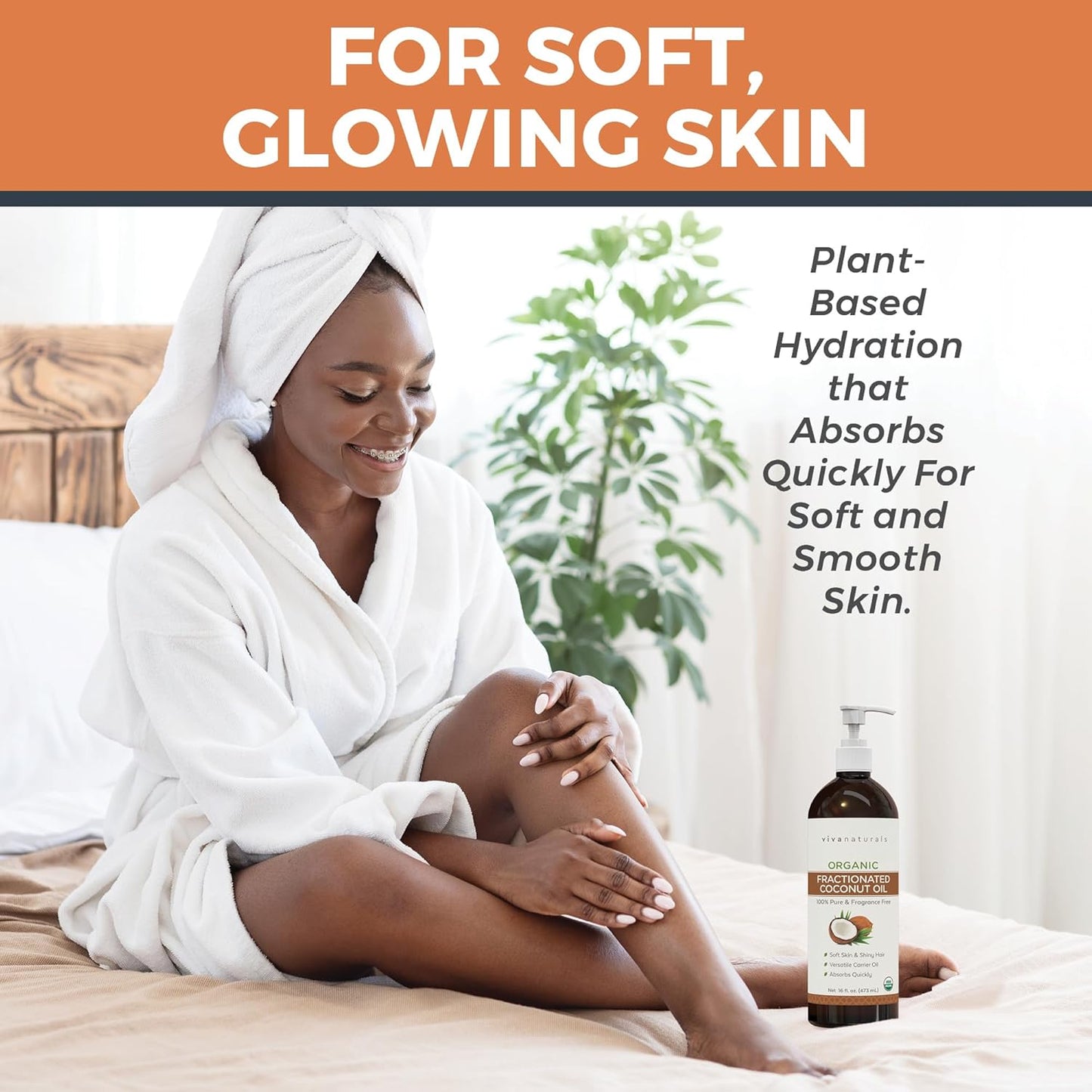 Organic Fractionated Coconut Oil, 16 Fl Oz – Skin & Hair Moisturizer, Massage Oil, Carrier Oil for Essential Oils