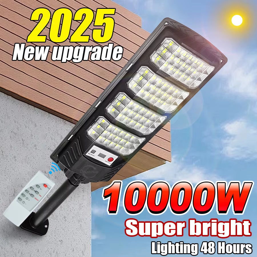 10000W Outdoor Solar Lamp Ultra Powerful Solar Outdoor Lights 320° Wide Range Lighting Brightness Adjustable Street Spotlights