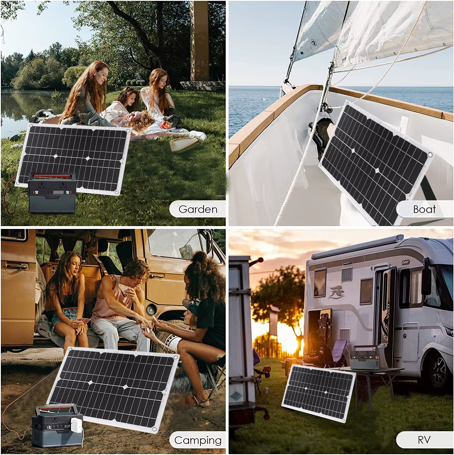 600W Solar Panel Kit 15V USB with 100A Controller Solar Cell Car Yacht RV Mobile Phone Battery Charger Outdoor Power Supply