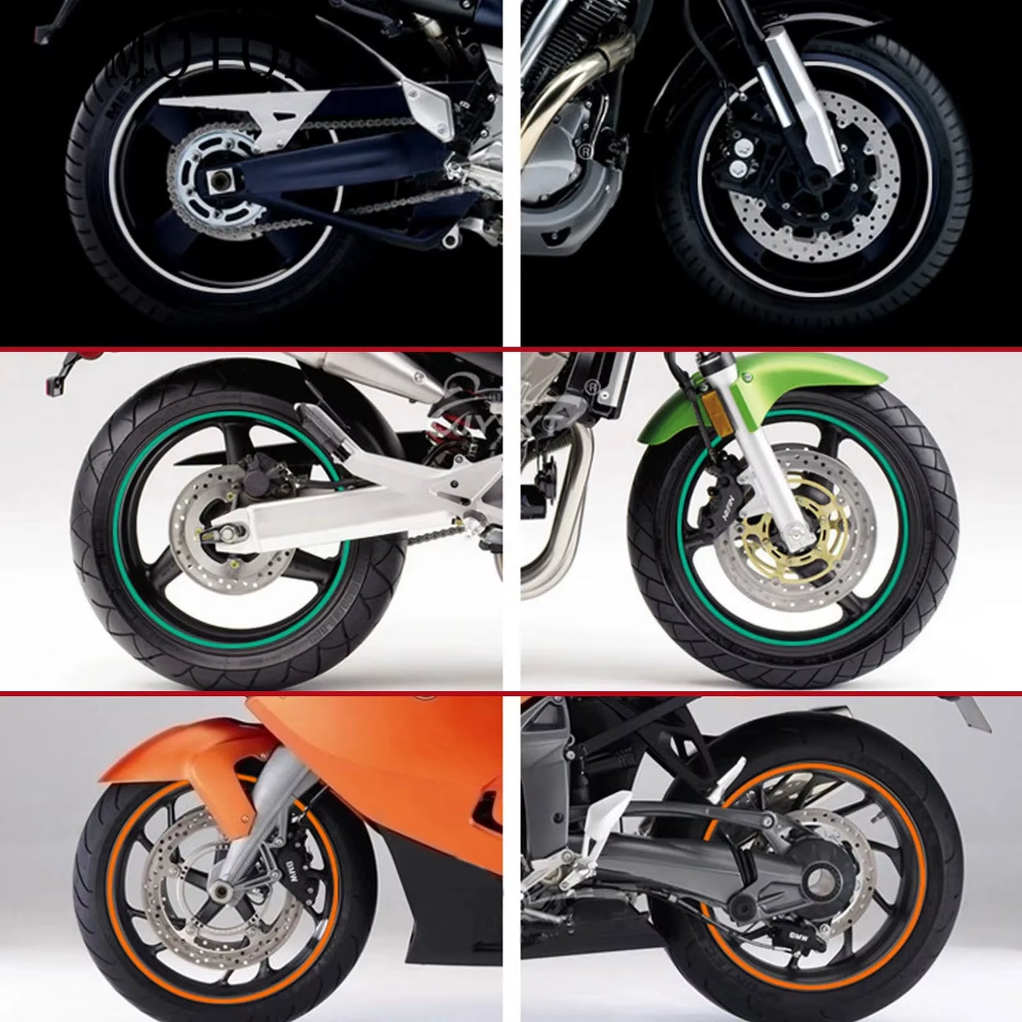 1Set of 16Pcs Wheel Sticker Reflective Rim Stripe Tape Bike Motorcycle Stickers for Honda for Kawasaki Z750 Z800 for YAMAHA MT07