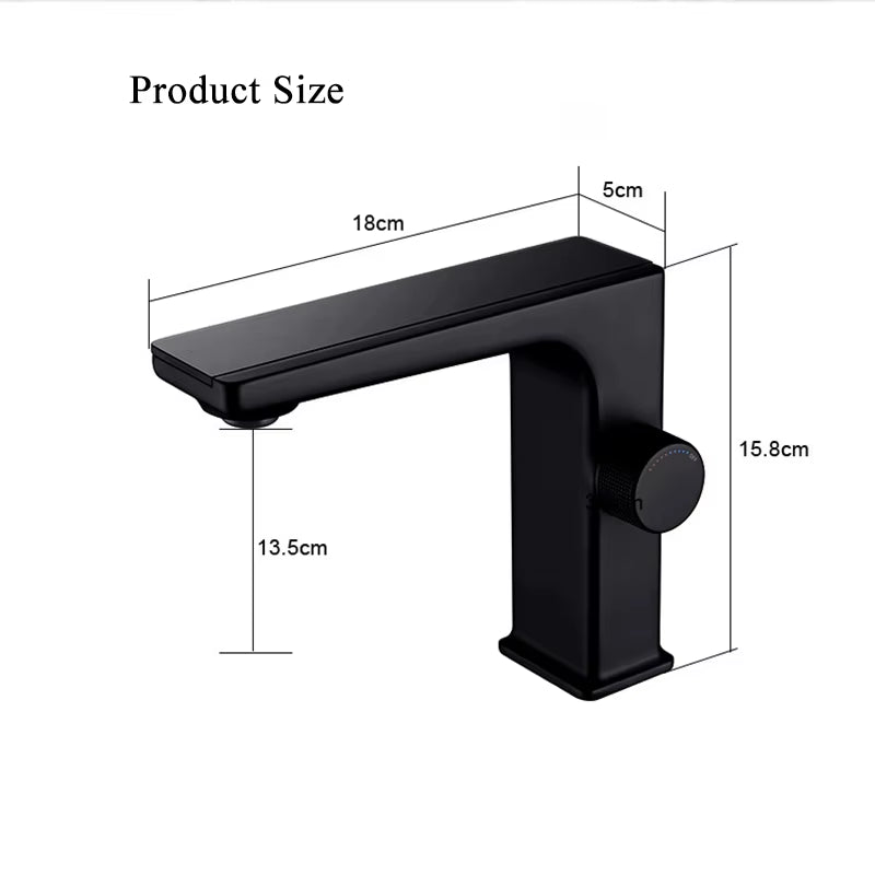 Digital Display Bathroom Basin Faucet Intelligent LED Brass Deck Mounted Washbasin Crane Hot Cold Water Mixer Sink Vanity Tap