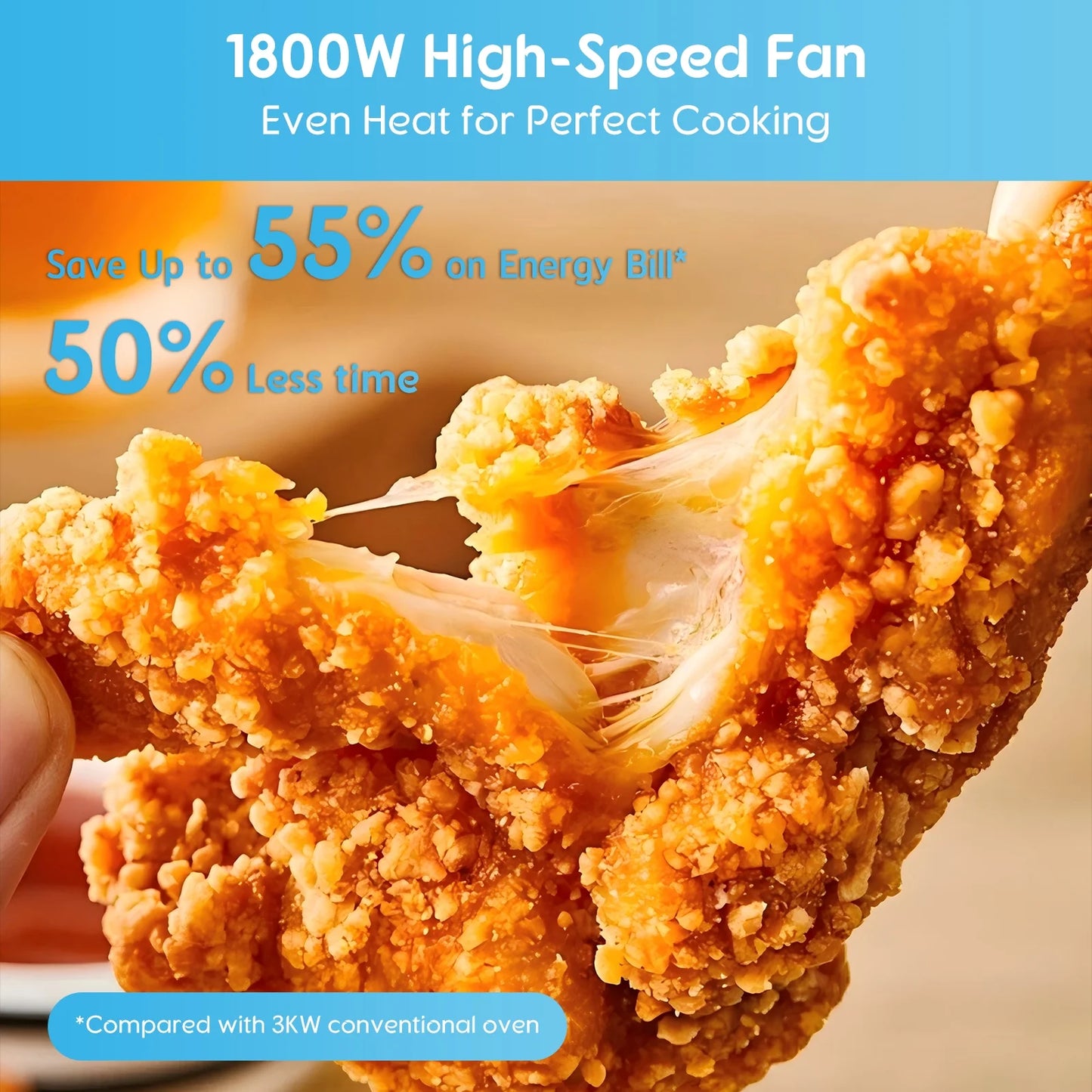 26QT Air Fryer Oven with Rotisserie 1800W Toaster Oven Air Fryer Combo, 10 in 1 Convection Oven Countertop, Airfryer Toaster Oven, Mini Toaster Oven,Easy to Clean