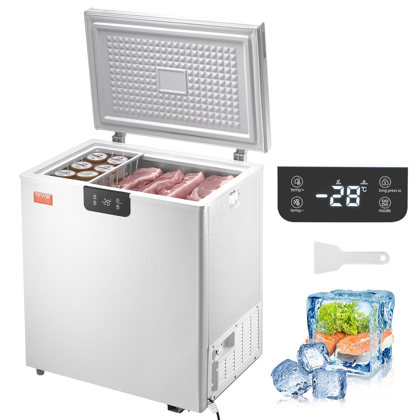 2.22-19.8 Cu.Ft Chest Freezer Deep Freezer Chest Fridge Digital Display W/Basket