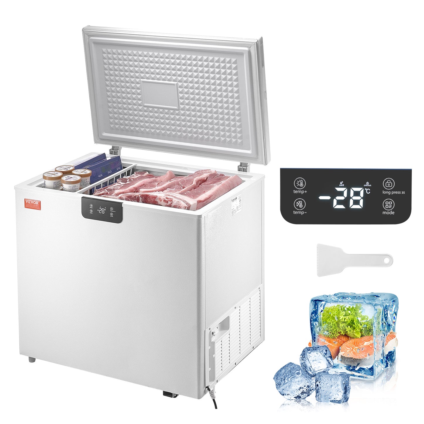 2.22-19.8 Cu.Ft Chest Freezer Deep Freezer Chest Fridge Digital Display W/Basket