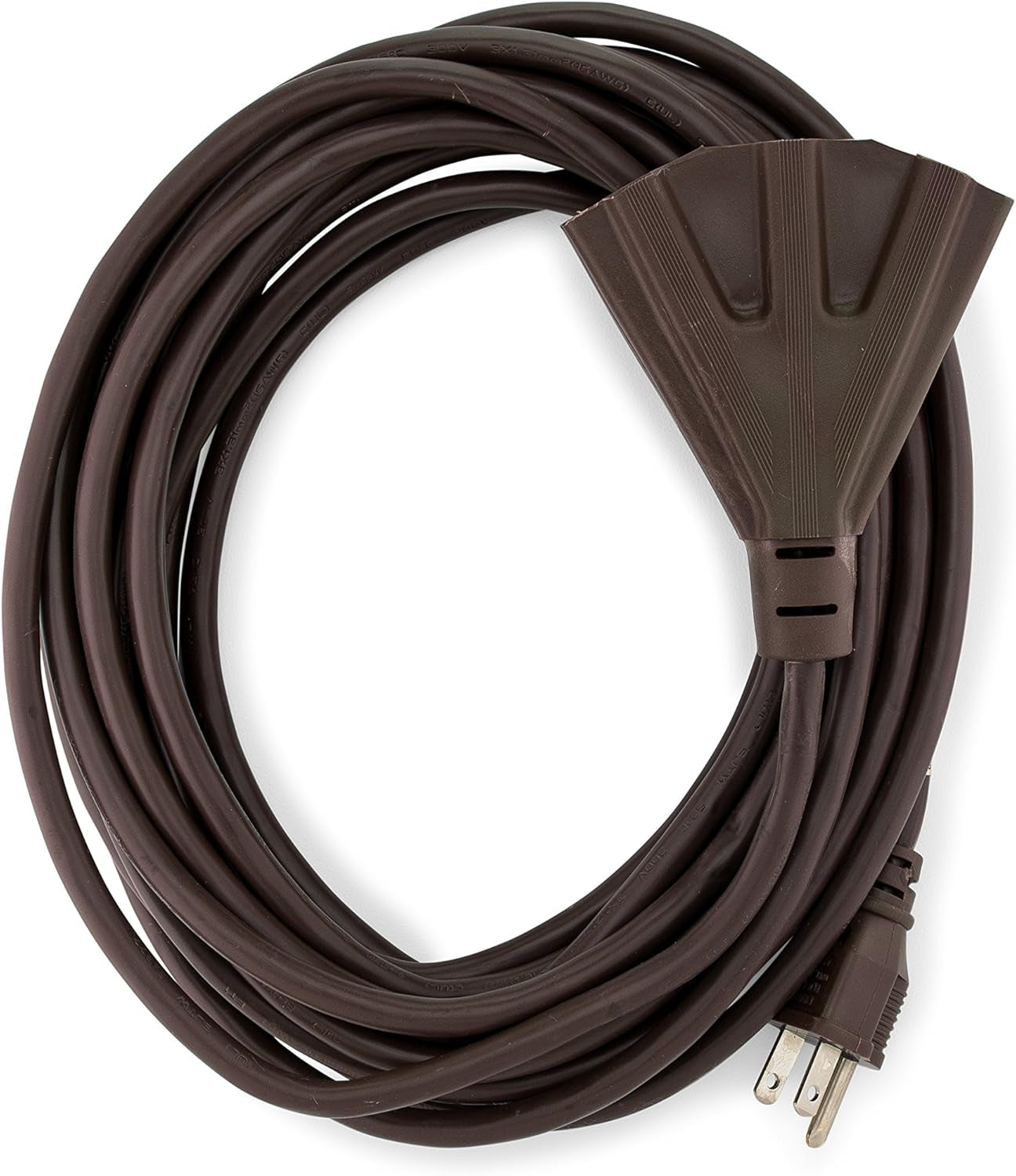 25-Foot Brown Extension Cord, 3-Prong Indoor & Outdoor Splitter, Perfect for Landscape Lighting