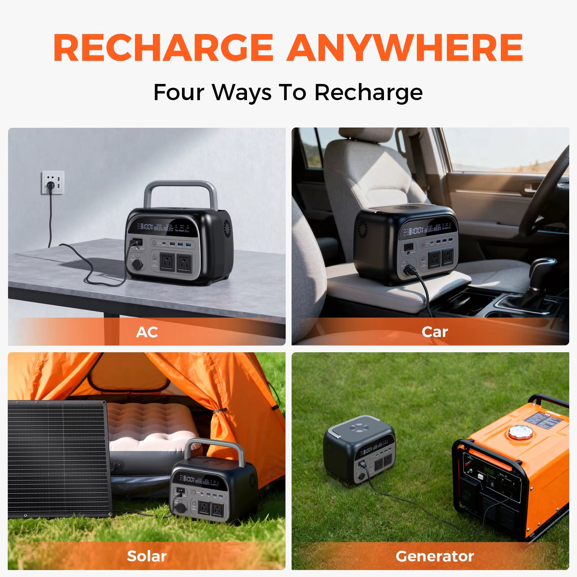 AP400 Solar Generator Portable Power Station UPS 346Wh 500W Lifepo4 Battery 3000+ Cycle Wireless 150W Ultrafast Charge