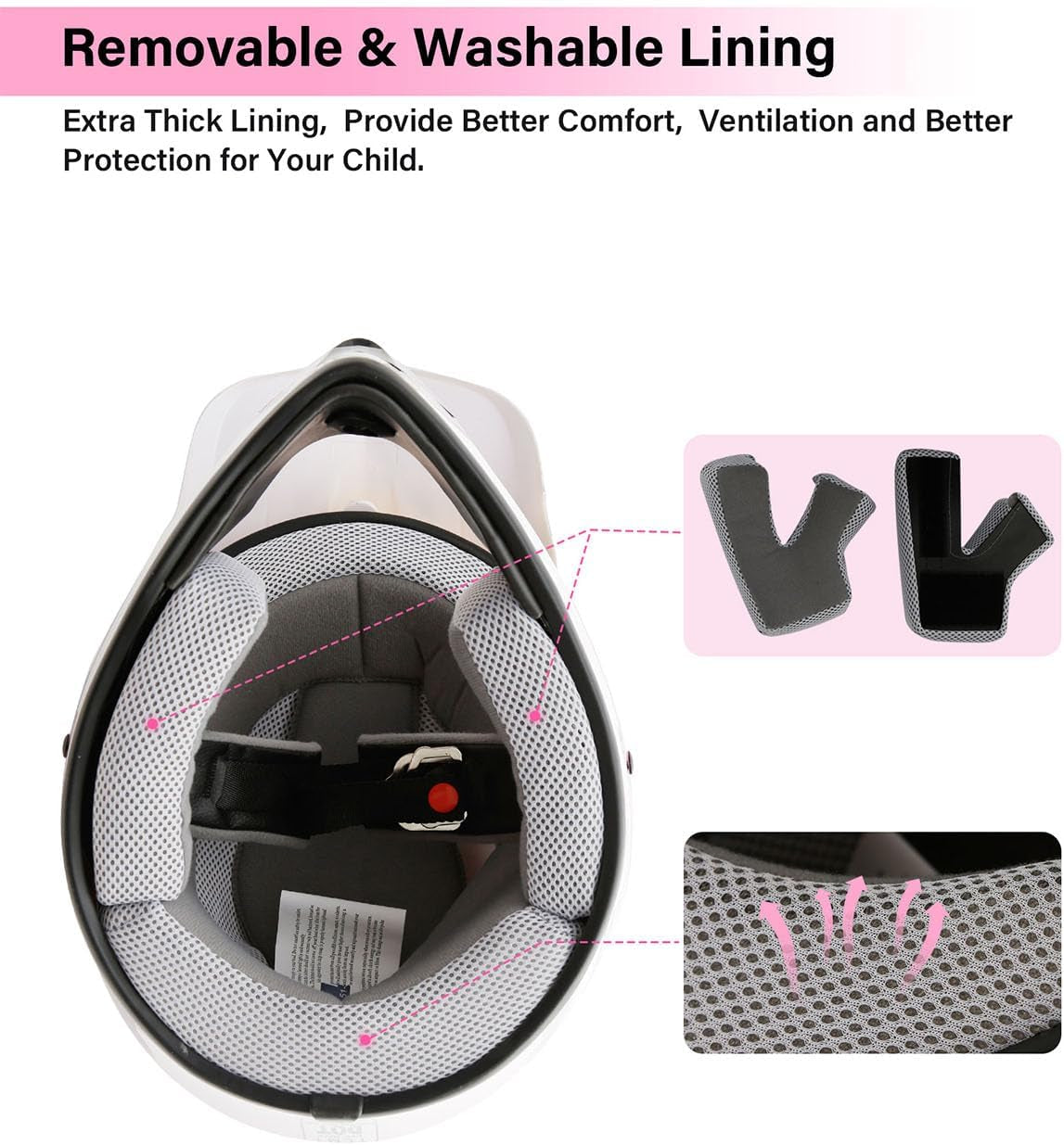 DOT Youth Kids Dirt Bike Full Face Helmets Motocross ATV Offroad Four Wheeler Helmet Pink Butterfly Medium Size