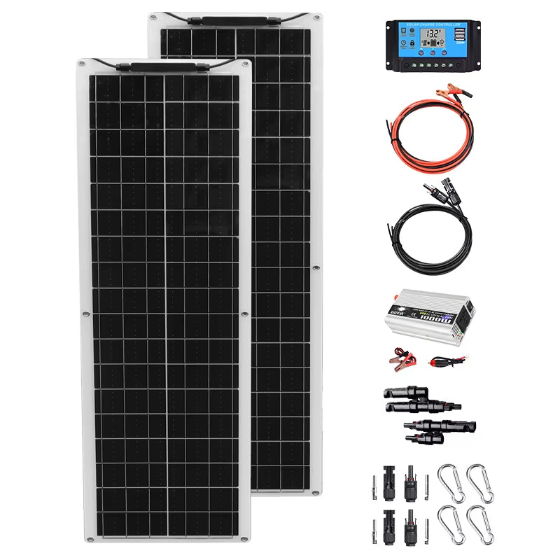 50W 100W 12V Flexible Solar Panel 150W 200W Solar Panel Caravan Van Upgraded 10A /20A Solar Charge Controller for Car RV Marine