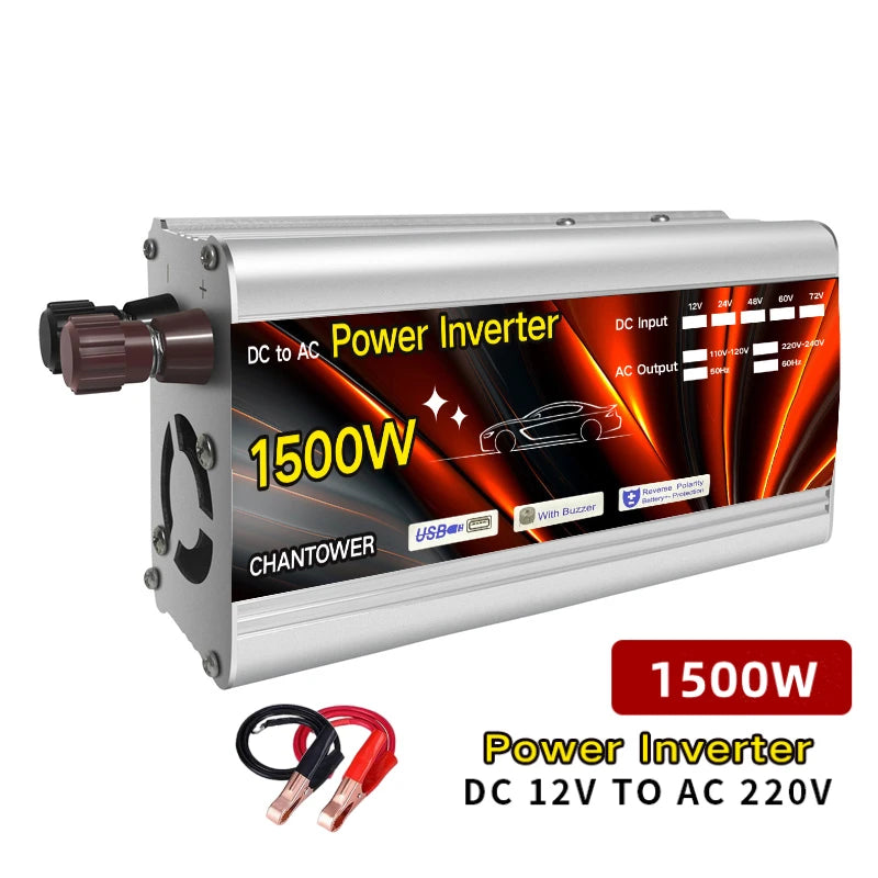 Inverter 12V 220V Solar Inverter 500W 1000W 1500W 2000W Portable Voltage Transformer Auto Charger Converter Car Power Inverter